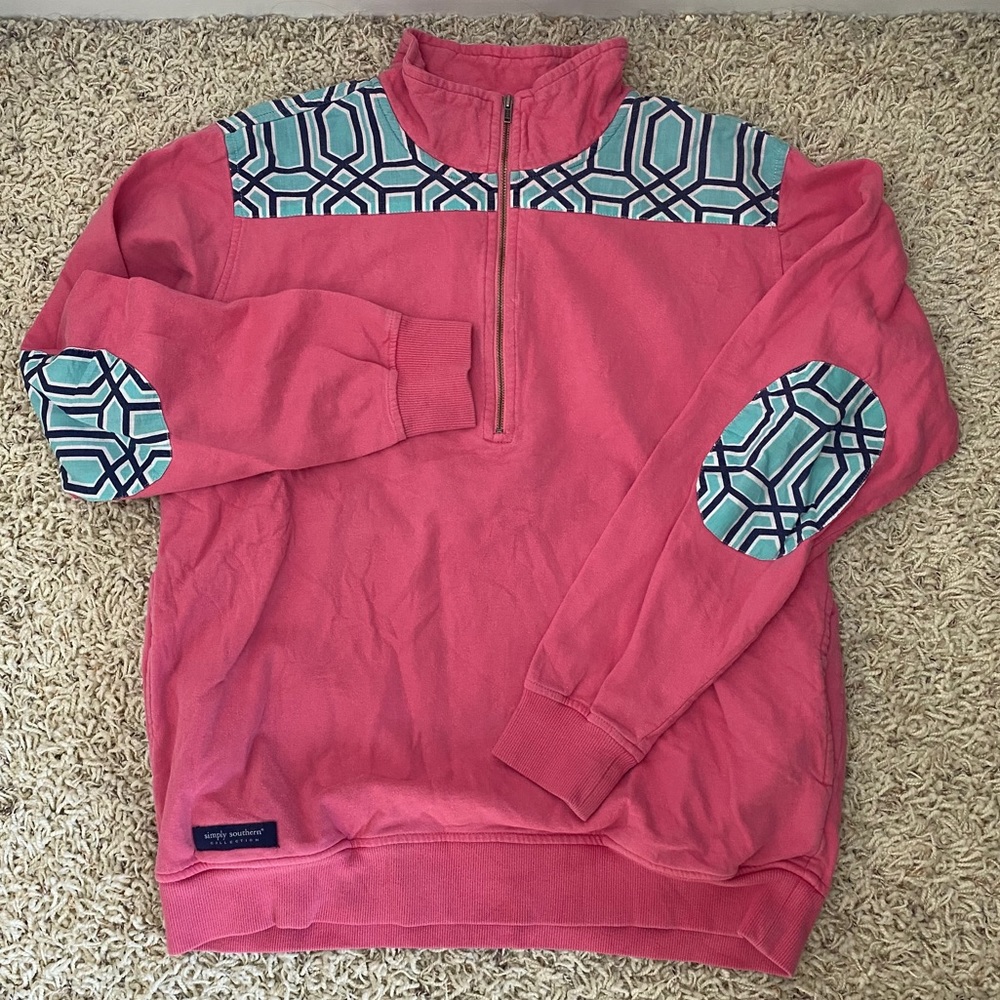 Pink, Aqua and Navy Simply Southern Pullover